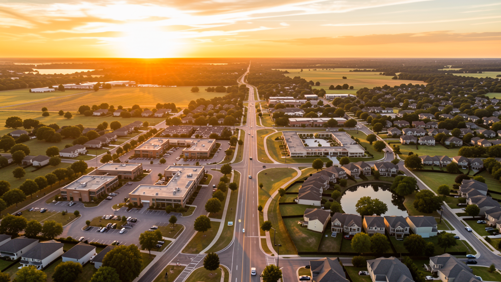Aerial view of Allen, TX showing the local landscape and terrain relevant to drone survey operations