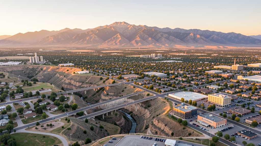Aerial view of American Fork, UT showing the local landscape and terrain relevant to drone survey operations