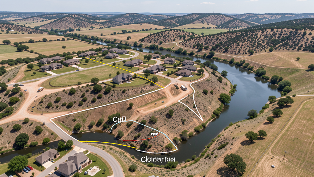 Drone survey in progress at a construction site in Boerne, TX with local terrain visible