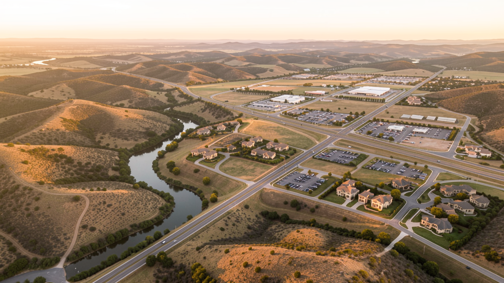Aerial view of Boerne, TX showing the local landscape and terrain relevant to drone survey operations