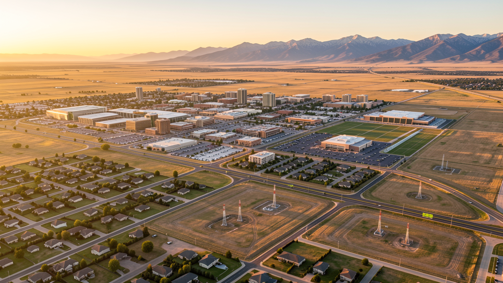 Aerial view of Brighton, CO showing the local landscape and terrain relevant to drone survey operations