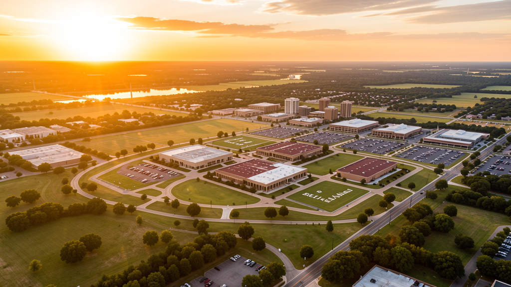 Aerial view of Bryan, TX showing the local landscape and terrain relevant to drone survey operations