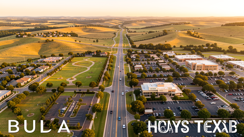 Aerial view of Buda, TX showing the local landscape and terrain relevant to drone survey operations