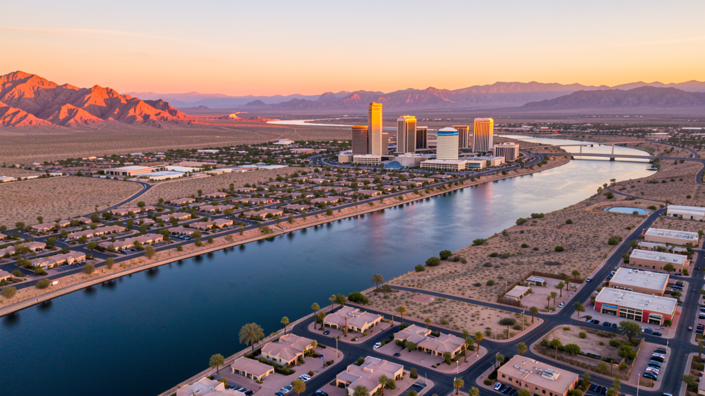 Aerial view of Bullhead City, AZ showing the local landscape and terrain relevant to drone survey operations