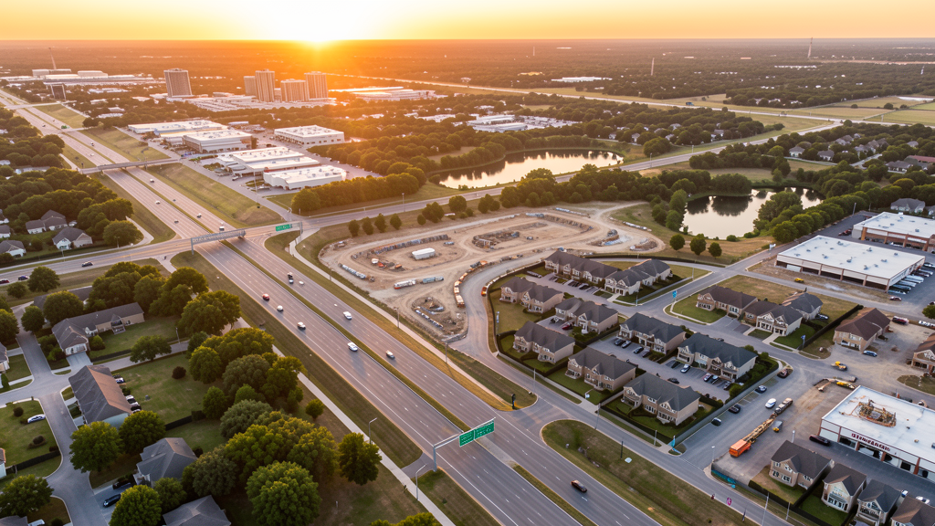 Aerial view of Burleson, TX showing the local landscape and terrain relevant to drone survey operations