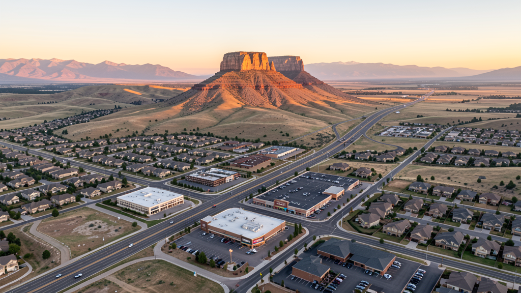Aerial view of Castle Rock, CO showing the local landscape and terrain relevant to drone survey operations