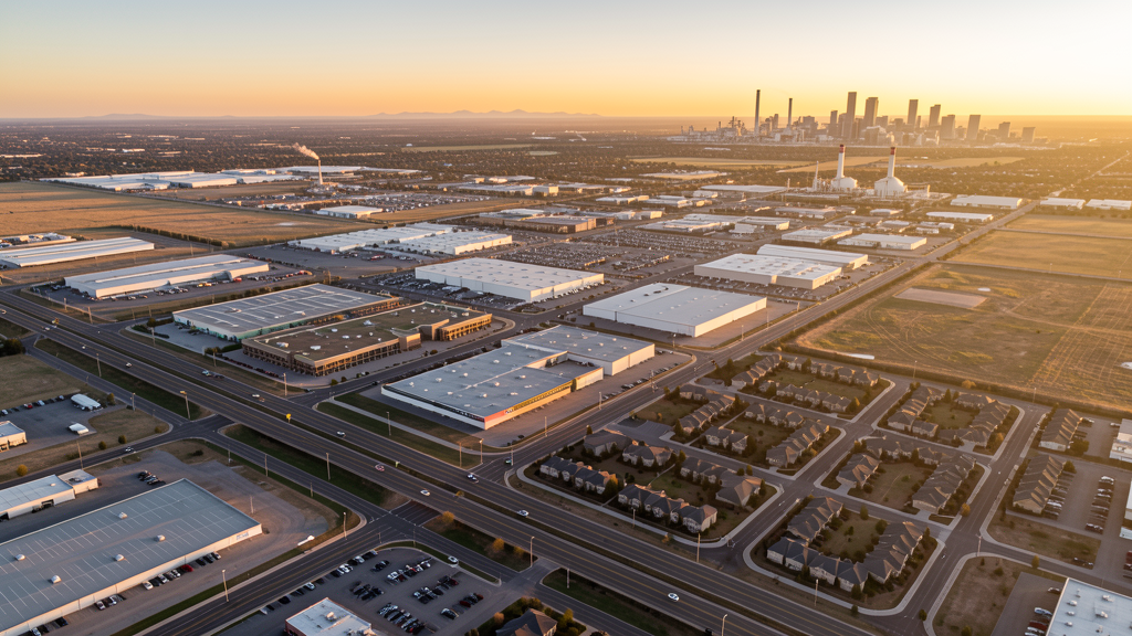 Aerial view of Commerce City, CO showing the local landscape and terrain relevant to drone survey operations