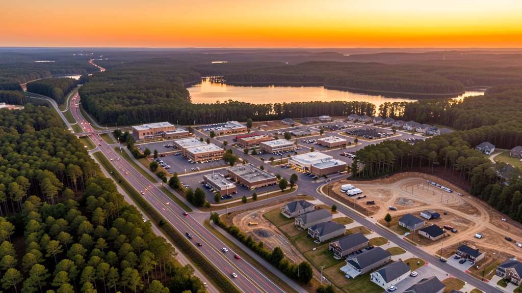 Aerial view of Conroe, TX showing the local landscape and terrain relevant to drone survey operations