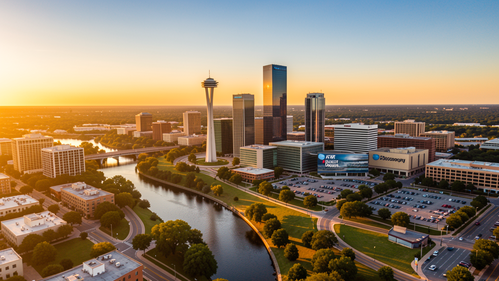 Aerial view of Dallas, TX showing the local landscape and terrain relevant to drone survey operations