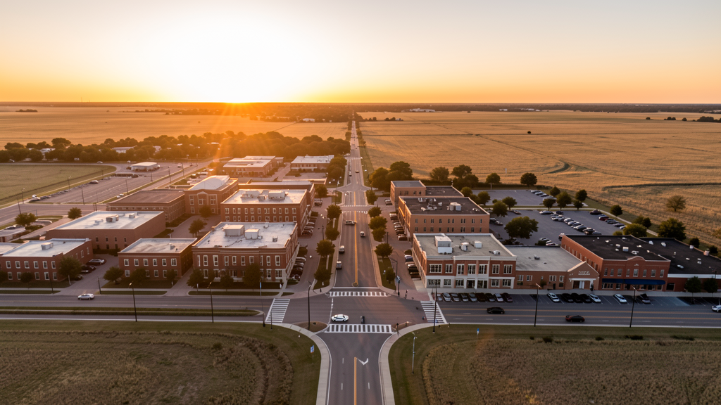 Aerial view of Denton, TX showing the local landscape and terrain relevant to drone survey operations