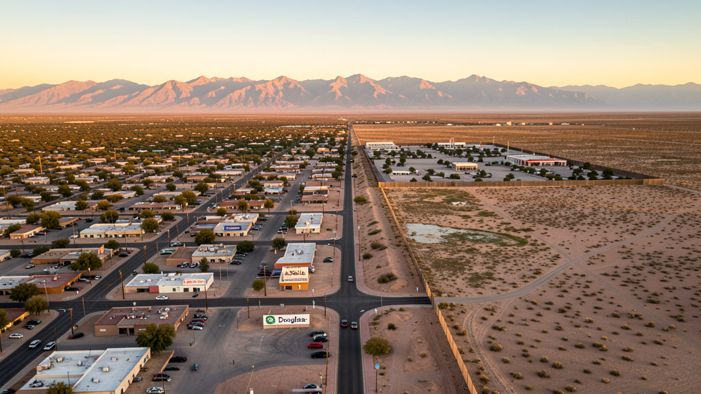 Aerial view of Douglas, AZ showing the local landscape and terrain relevant to drone survey operations