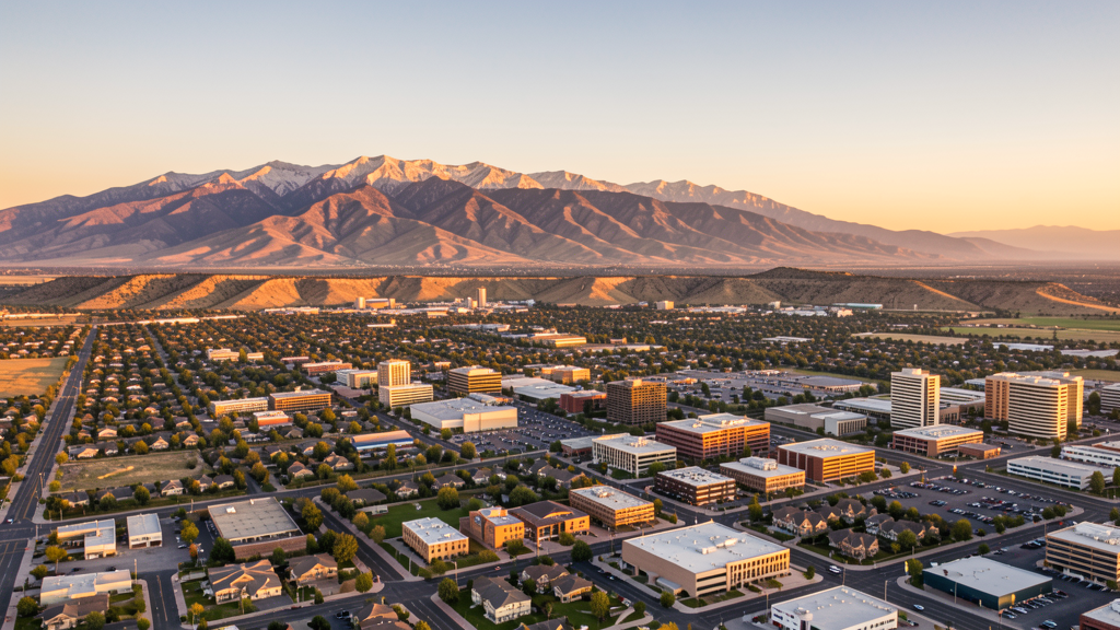 Aerial view of Draper, UT showing the local landscape and terrain relevant to drone survey operations