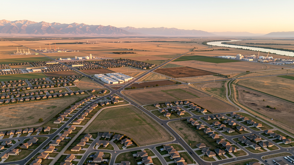 Aerial view of Evans, CO showing the local landscape and terrain relevant to drone survey operations