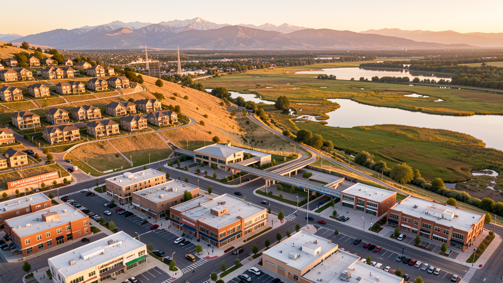 Aerial view of Farmington, UT showing the local landscape and terrain relevant to drone survey operations