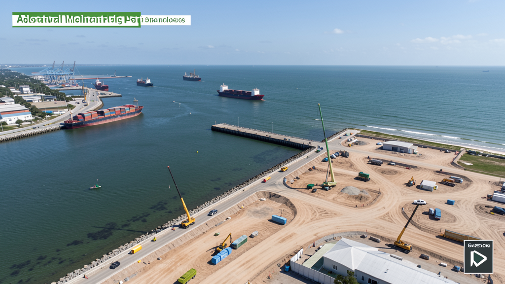 Drone survey in progress at a construction site in Galveston, TX with local terrain visible