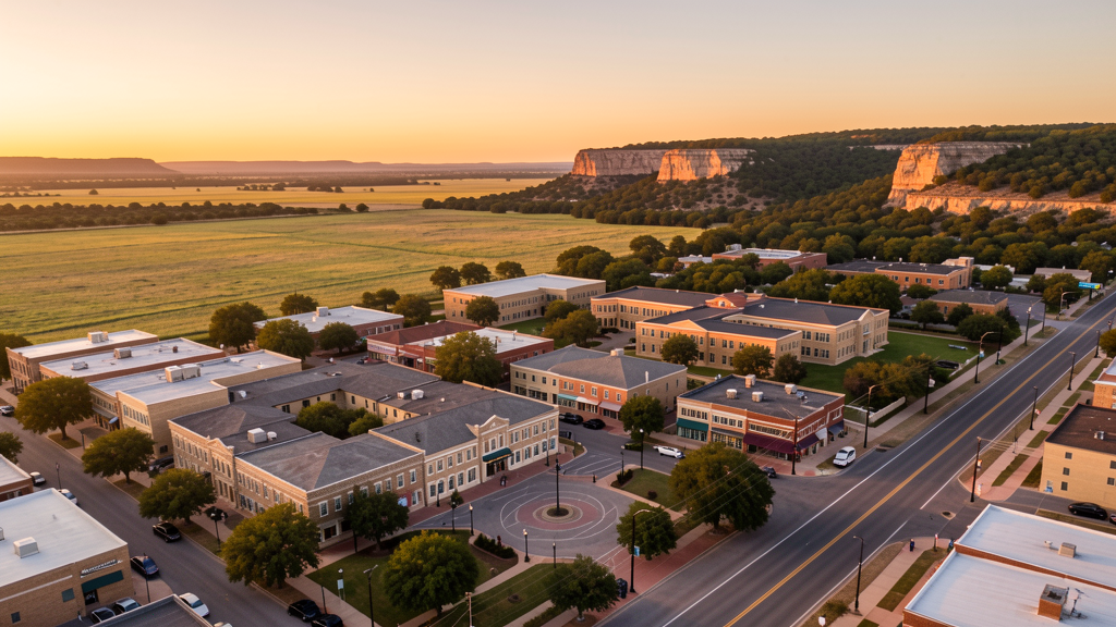 Aerial view of Georgetown, TX showing the local landscape and terrain relevant to drone survey operations