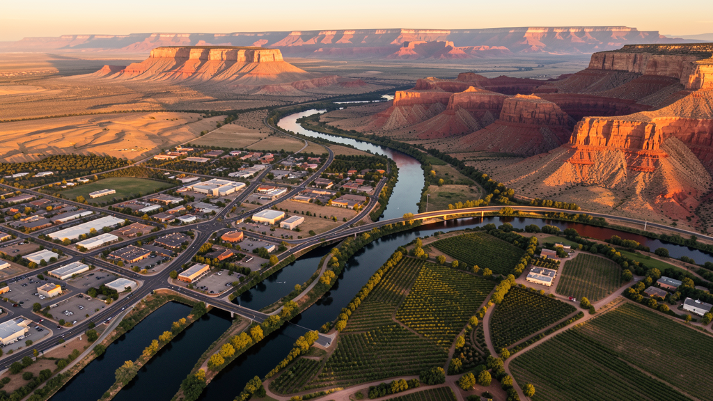 Aerial view of Grand Junction, CO showing the local landscape and terrain relevant to drone survey operations