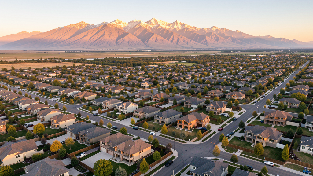 Aerial view of Highland, UT showing the local landscape and terrain relevant to drone survey operations
