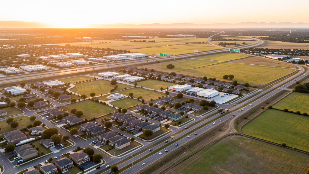 Aerial view of Hutto, TX showing the local landscape and terrain relevant to drone survey operations
