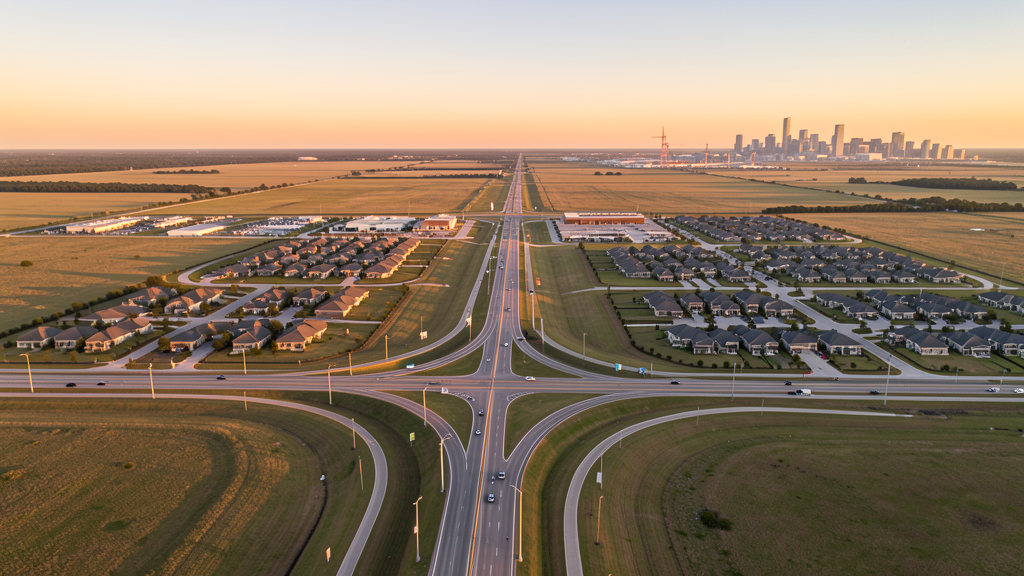Aerial view of Katy, TX showing the local landscape and terrain relevant to drone survey operations