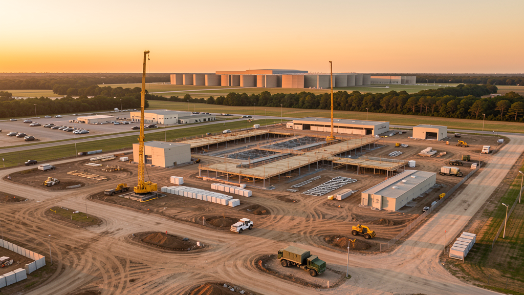 Drone survey in progress at a construction site in Killeen, TX with local terrain visible
