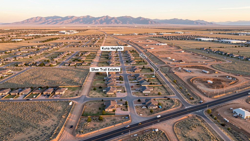 Aerial view of Kuna, ID showing the local landscape and terrain relevant to drone survey operations