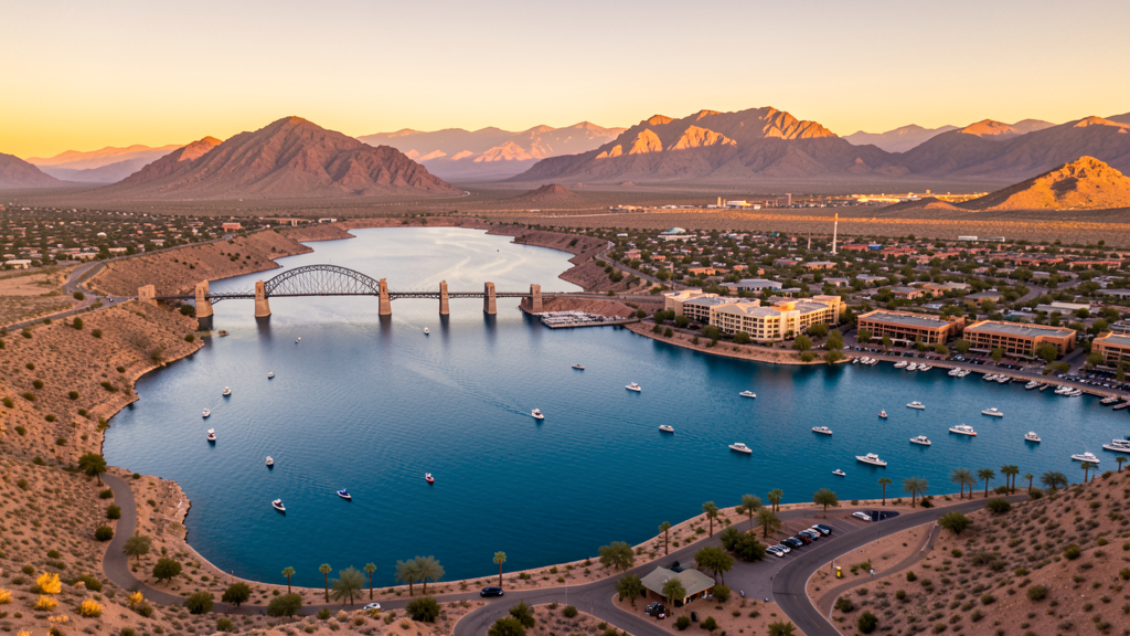 Aerial view of Lake Havasu City, AZ showing the local landscape and terrain relevant to drone survey operations