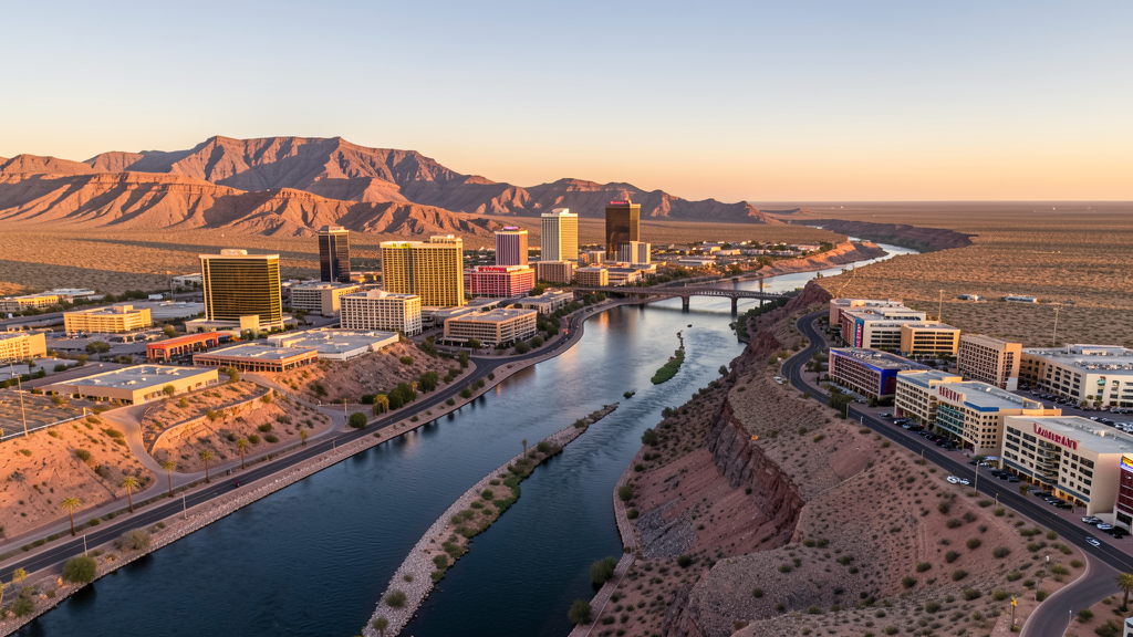 Aerial view of Laughlin, NV showing the local landscape and terrain relevant to drone survey operations