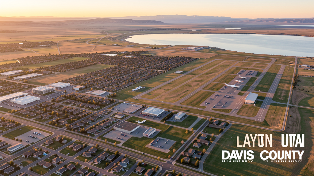 Aerial view of Layton, UT showing the local landscape and terrain relevant to drone survey operations