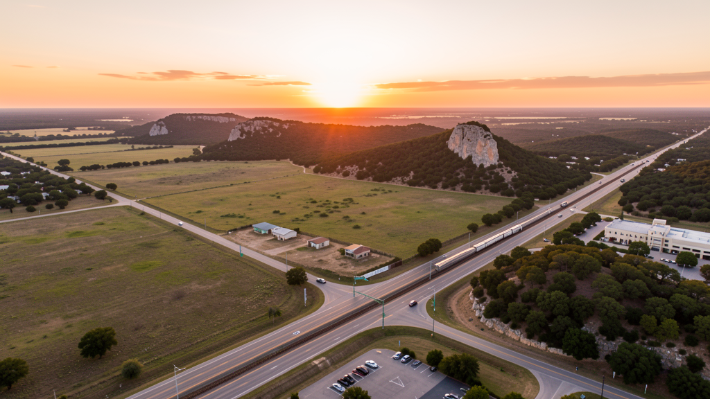 Aerial view of Leander, TX showing the local landscape and terrain relevant to drone survey operations