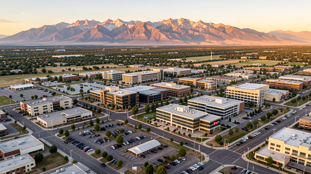 Aerial view of Lehi, UT showing the local landscape and terrain relevant to drone survey operations