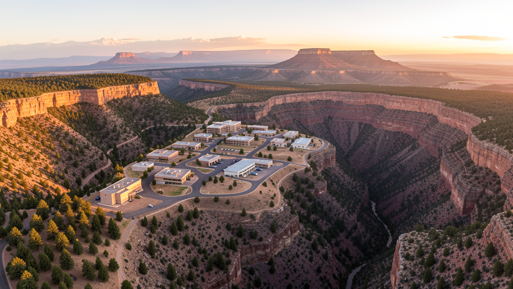Aerial view of Los Alamos, NM showing the local landscape and terrain relevant to drone survey operations