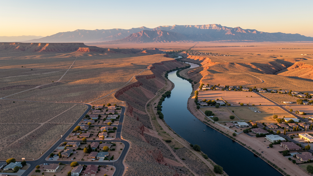 Aerial view of Los Lunas, NM showing the local landscape and terrain relevant to drone survey operations