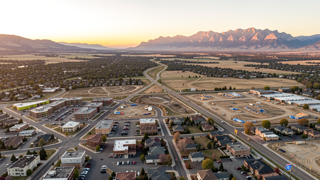 Aerial view of Louisville, CO showing the local landscape and terrain relevant to drone survey operations