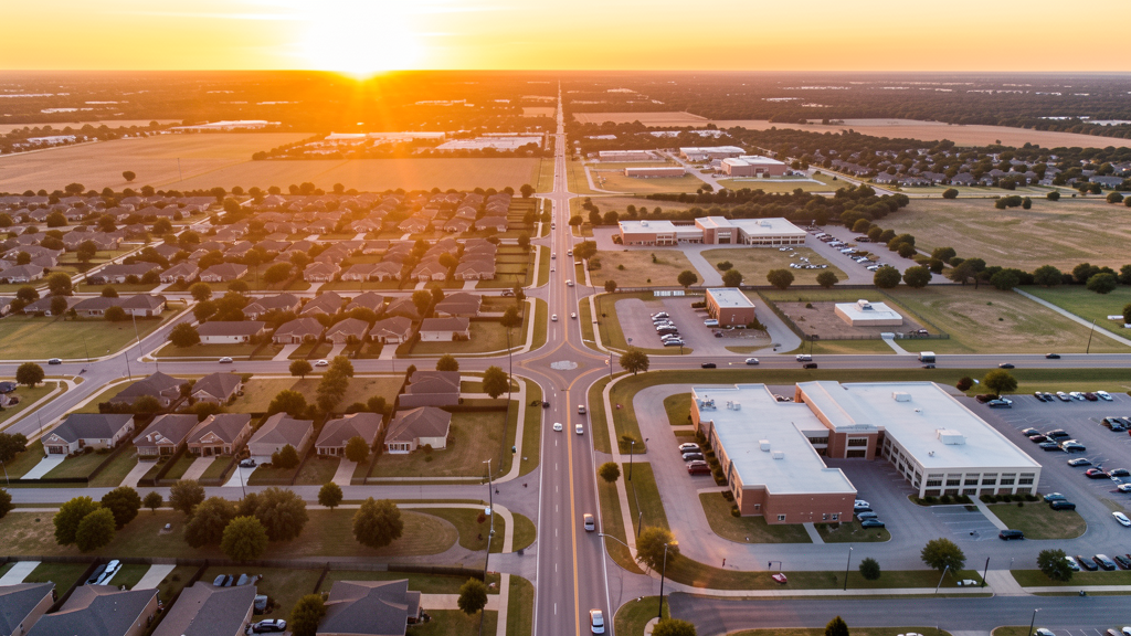 Aerial view of Mansfield, TX showing the local landscape and terrain relevant to drone survey operations