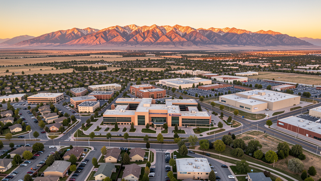 Aerial view of Murray, UT showing the local landscape and terrain relevant to drone survey operations