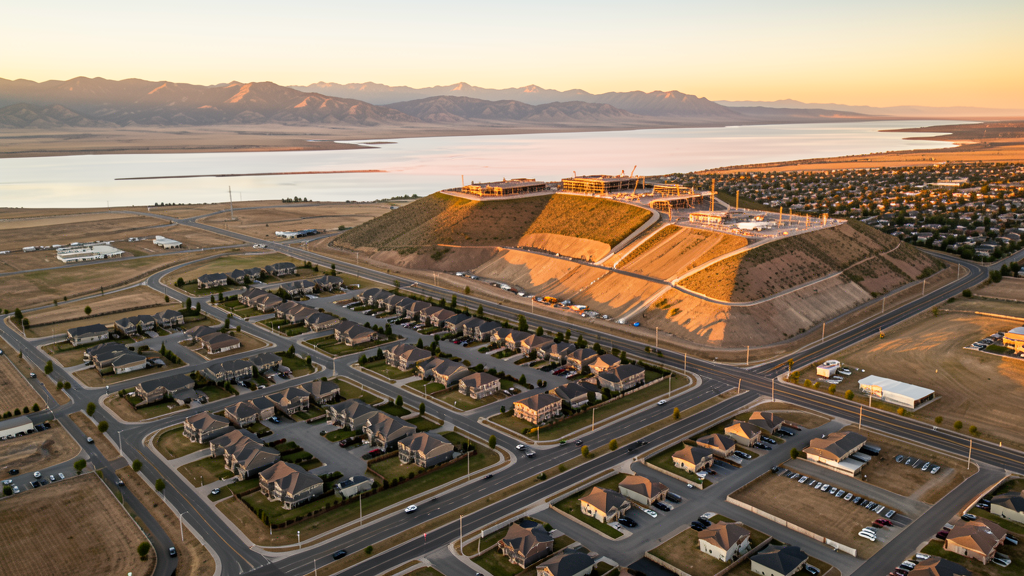 Aerial view of North Salt Lake, UT showing the local landscape and terrain relevant to drone survey operations
