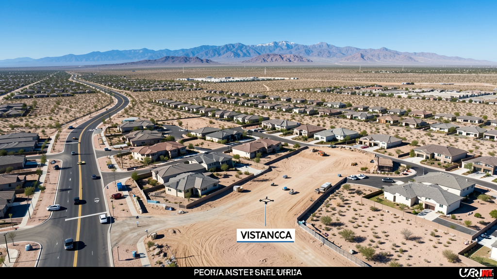 Drone survey in progress at a construction site in Peoria, AZ with local terrain visible