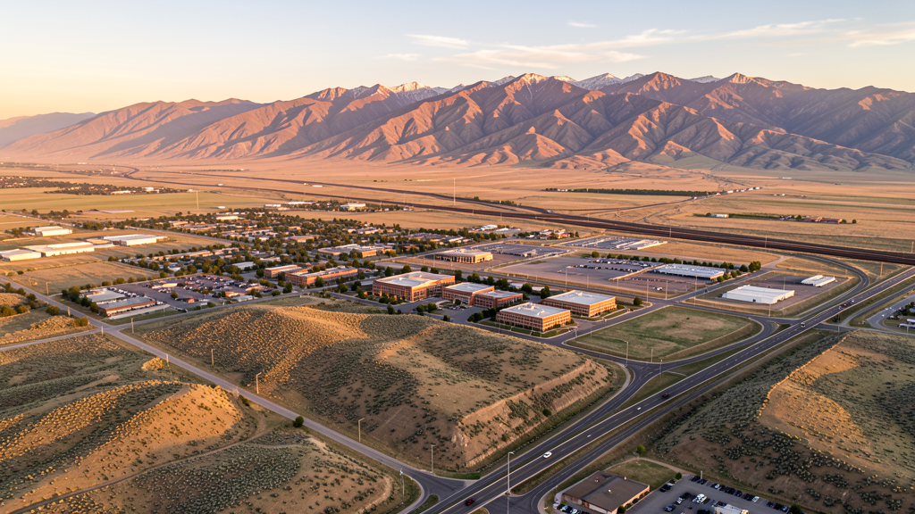 Aerial view of Pocatello, ID showing the local landscape and terrain relevant to drone survey operations