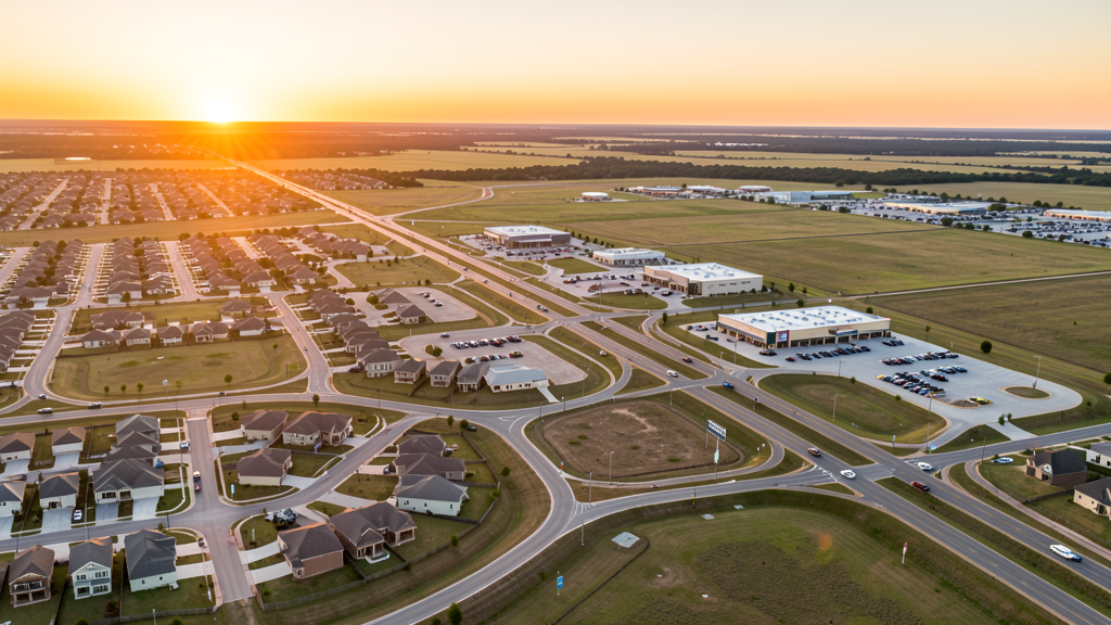 Aerial view of Prosper, TX showing the local landscape and terrain relevant to drone survey operations