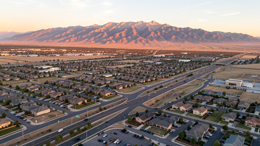 Aerial view of Riverton, UT showing the local landscape and terrain relevant to drone survey operations