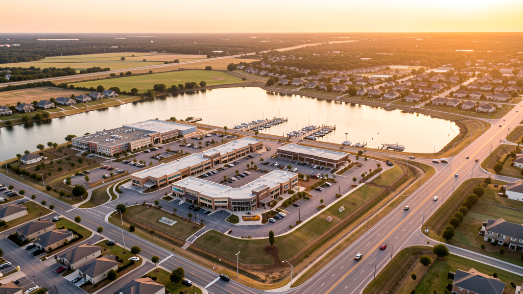 Aerial view of Rockwall, TX showing the local landscape and terrain relevant to drone survey operations