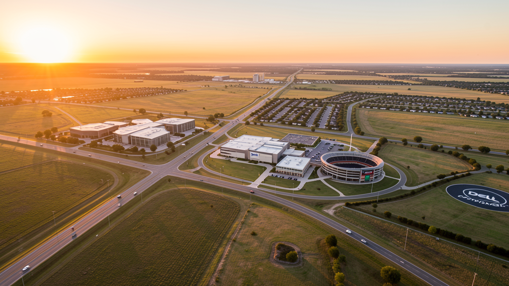 Aerial view of Round Rock, TX showing the local landscape and terrain relevant to drone survey operations