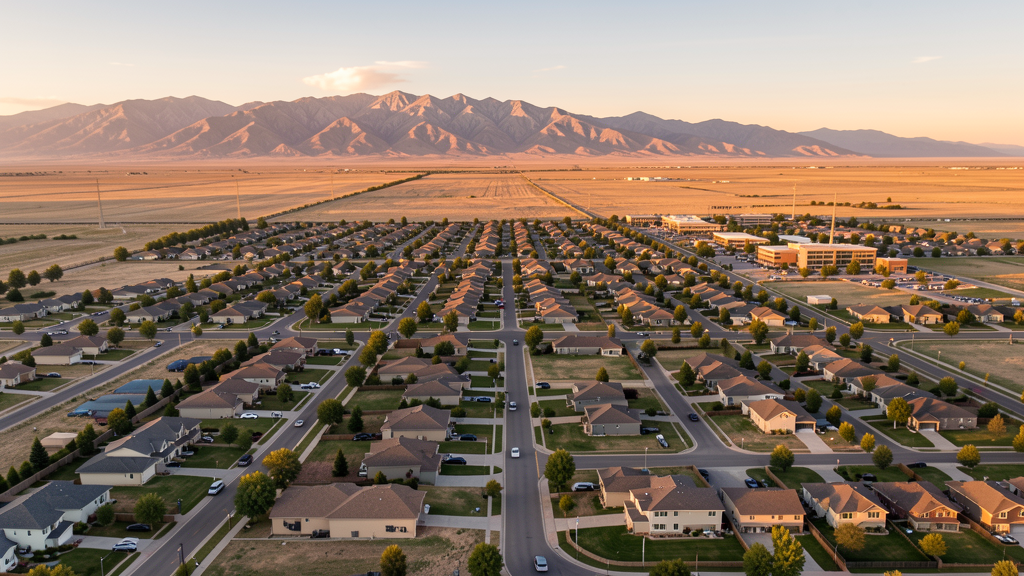 Aerial view of Roy, UT showing the local landscape and terrain relevant to drone survey operations