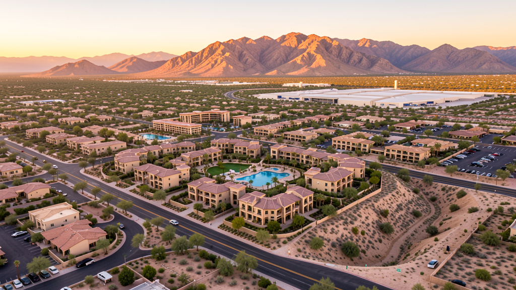 Aerial view of Scottsdale, AZ showing the local landscape and terrain relevant to drone survey operations