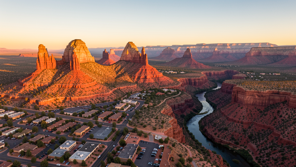 Aerial view of Sedona, AZ showing the local landscape and terrain relevant to drone survey operations