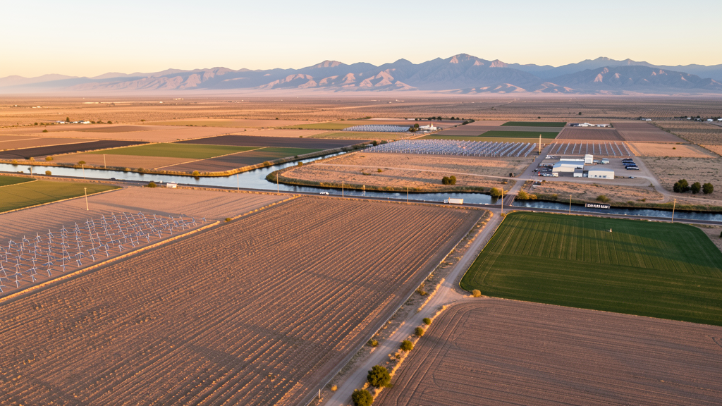 Drone survey in progress at a construction site in Snowflake, AZ with local terrain visible