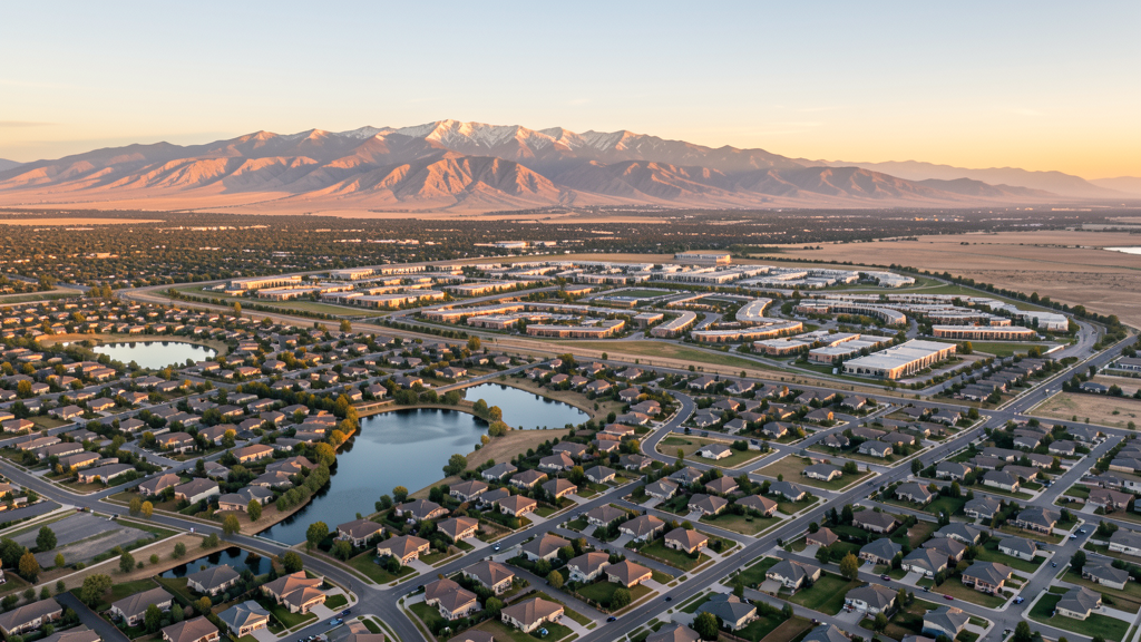 Aerial view of South Jordan, UT showing the local landscape and terrain relevant to drone survey operations