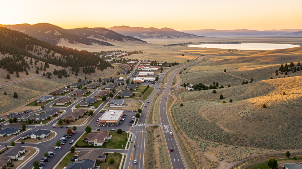 Aerial view of Spokane Valley, WA showing the local landscape and terrain relevant to drone survey operations