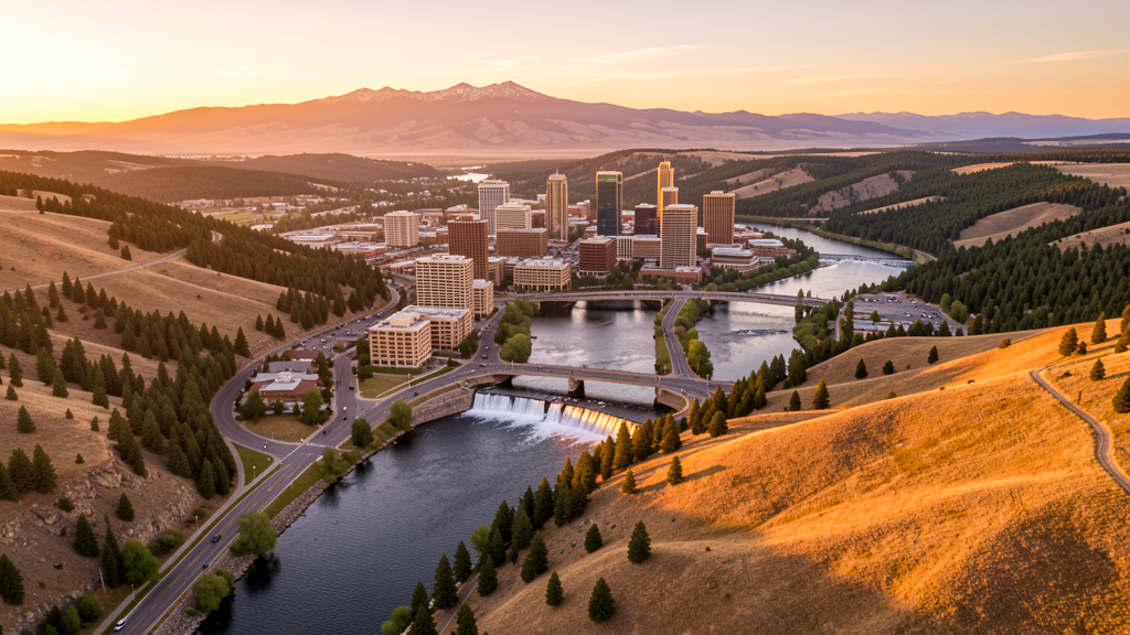 Aerial view of Spokane, WA showing the local landscape and terrain relevant to drone survey operations
